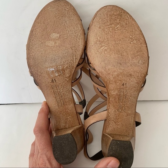 New ALBERTO FERMANI Strappy Block Heel Sandals Leather Tan Made In Italy - Picture 12 of 16